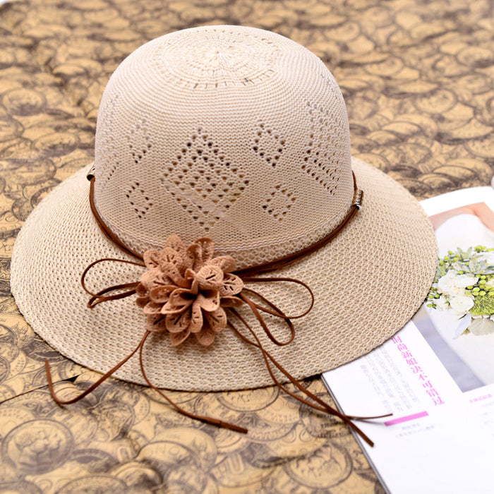 Jewelry WholesaleWholesale Summer Ladies Outdoor Shade Flower Straw Hat Chemical Fiber Beach Hat MOQ≥2 JDC-FH-FeiM001 Fashionhat 飞梦 %variant_option1% %variant_option2% %variant_option3%  Factory Price JoyasDeChina Joyas De China