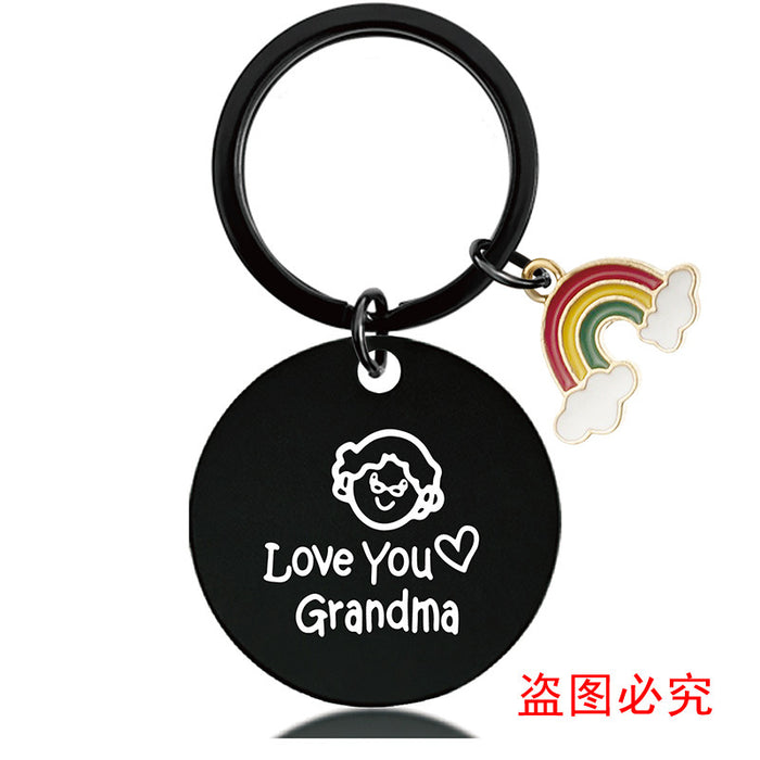 Jewelry WholesaleWholesale Stainless Steel Round Plate Mother's Day Rainbow Metal Keychain JDC-KC-GangGu011 Keychains 钢古 %variant_option1% %variant_option2% %variant_option3%  Factory Price JoyasDeChina Joyas De China