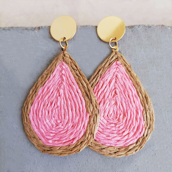 Wholesale Jewelry Ladies Braided Rattan Earrings  MOQ≥3 JDC-ES-heyi011