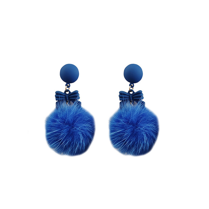 Wholesale Earrings Alloy Blue Plush Bow MOQ≥2 JDC-ES-Xinai006