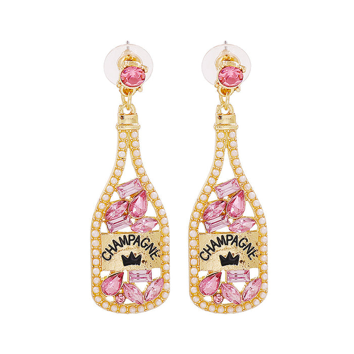 Wholesale Earrings Alloy Diamond Party Wine Bottle JDC-ES-JJ329