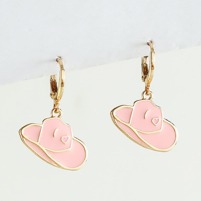 Wholesale Earrings Alloy Ceramic Hat Earrings MOQ≥2 JDC-ES-Yihan003