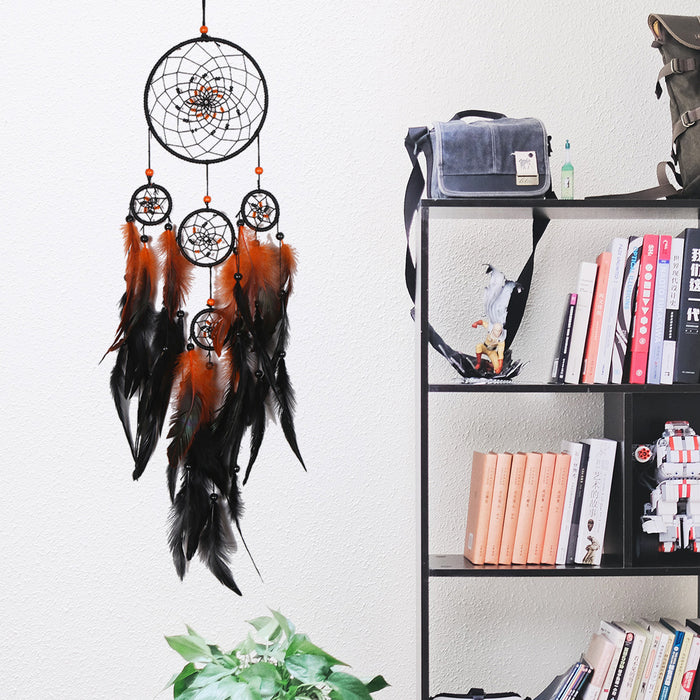 Wholesale Feather Iron Ring Five Ring Dreamcatcher JDC-DC-LZ052