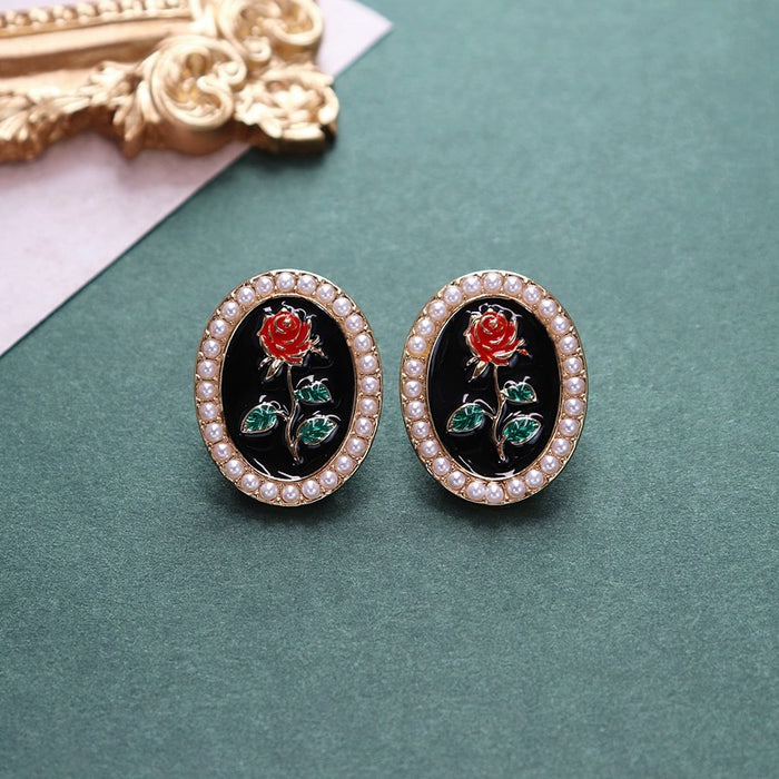 Wholesale Oil Painting Hong Kong Style Stud Earrings Women's Contrast Color JDC-ES-Luox005