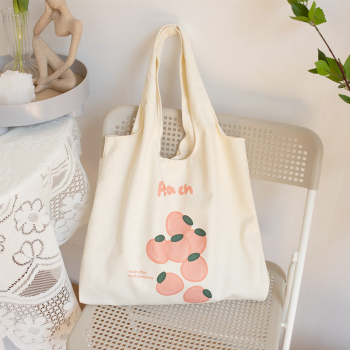 Wholesale canvas bag cute fruit print large capacity literary canvas bag JDC-SD-Sugao001