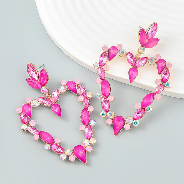 Wholesale Alloy Diamond Rhinestone Heart Earrings JDC-ES-JL994