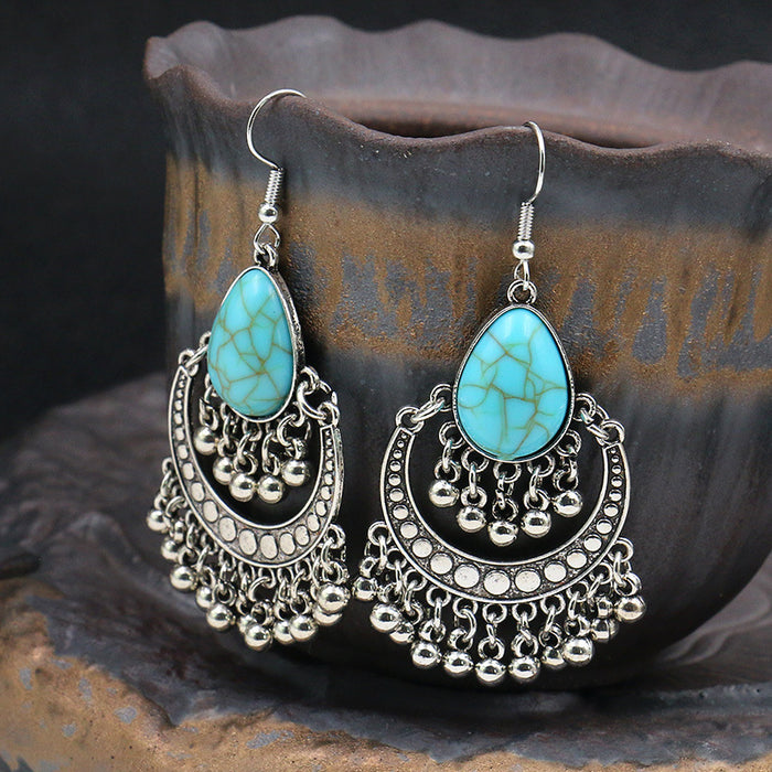 Wholesale Earrings Alloy Geometric Balls Handmade Turquoise MOQ≥2 JDC-ES-HH023