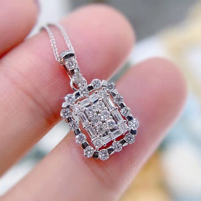 Wholesale Necklace Copper Zircon Square MOQ≥2 JDC-PREMCAOS-NE-019