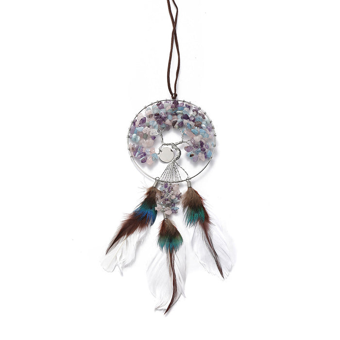 Wholesale Tree of Life Natural Stone Crystal Dreamcatcher MOQ≥2 JDC-DC-GRong001