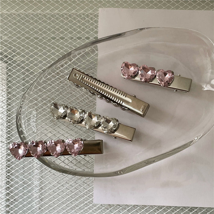 Wholesale Hair Clips Metal Heart Rhinestone Silver JDC-HC-JingX002