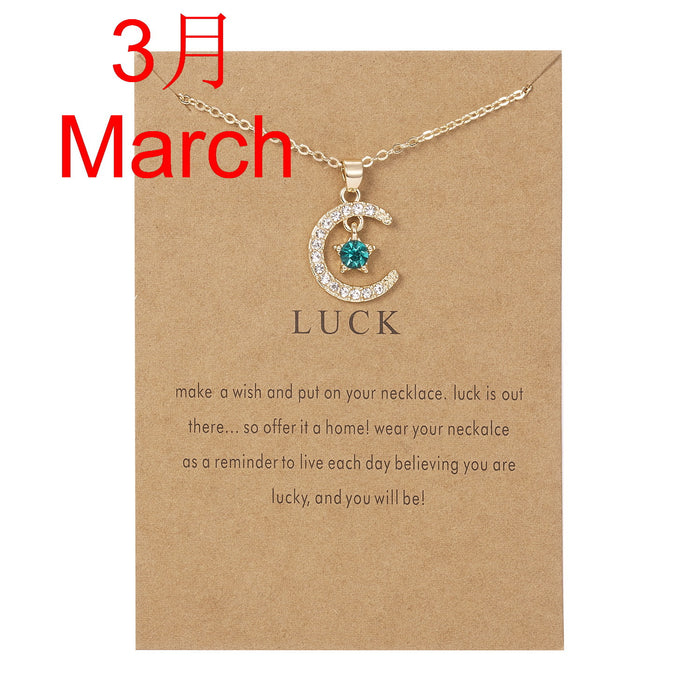 Jewelry WholesaleWholesale month birth stone moon star paper card alloy diamond necklace JDC-NE-YinH019 Necklaces 颖皓 %variant_option1% %variant_option2% %variant_option3%  Factory Price JoyasDeChina Joyas De China