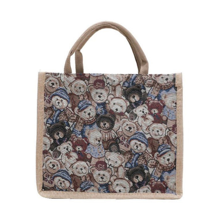 Jewelry WholesaleWholesale large capacity canvas bag Cartoon Bear commuter handbag  (F) JDC-HB-Aiben003 Handbags 艾奔 %variant_option1% %variant_option2% %variant_option3%  Factory Price JoyasDeChina Joyas De China