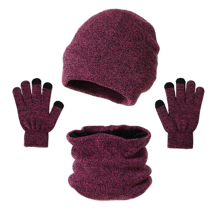 Wholesale Hat Acrylic Knitted Warm Scarf Gloves Three-Piece Set JDC-FH-Shengs006