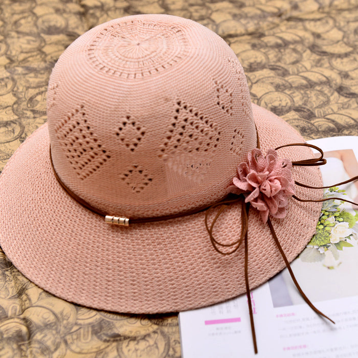 Jewelry WholesaleWholesale Summer Ladies Outdoor Shade Flower Straw Hat Chemical Fiber Beach Hat MOQ≥2 JDC-FH-FeiM001 Fashionhat 飞梦 %variant_option1% %variant_option2% %variant_option3%  Factory Price JoyasDeChina Joyas De China