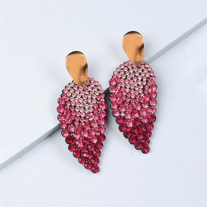 Wholesale Earrings Alloy Crystal Full Diamond Leaves JDC-ES-GuTe022