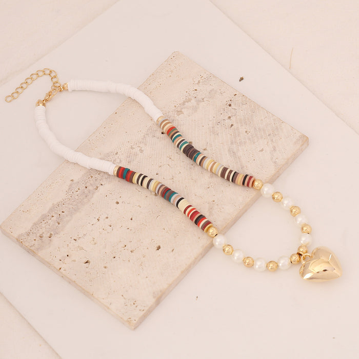 Wholesale Bohemian Soft Pottery Necklace Pearl Handmade Necklace JDC-NE-Bingm019