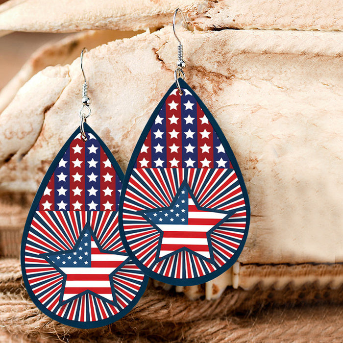 Jewelry WholesaleWholesale Independence Day Water Drop Triangle Pu Leather Earrings MOQ≥2 JDC-ES-Miaos002 Earrings 妙赛 %variant_option1% %variant_option2% %variant_option3%  Factory Price JoyasDeChina Joyas De China