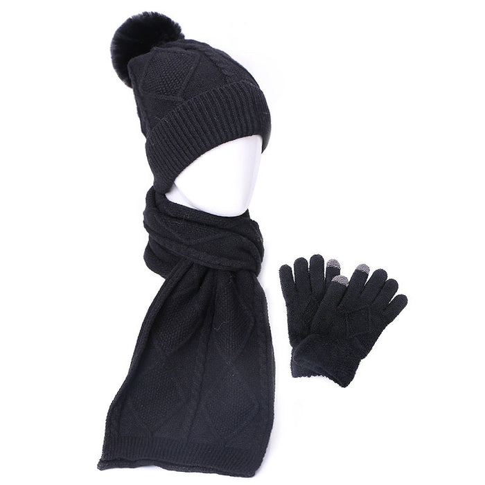 Wholesale Scarf Hat Gloves Three-piece Set Cotton Acrylic Plus Fleece Thickening Keep Warm JDC-SF-Kaip008