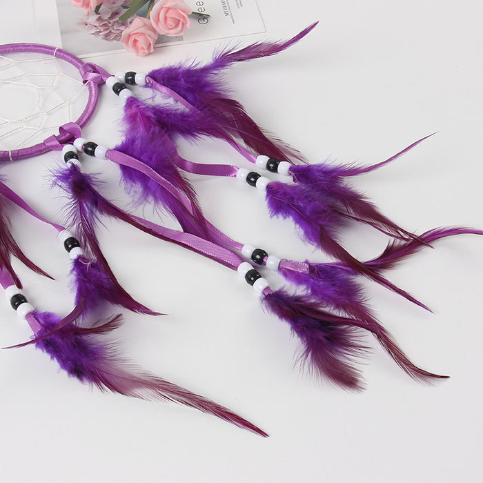 Wholesale Feather Dreamcatcher Pendant Simple Handmade Car Sling Wind Chime MOQ≥2 JDC-DC-JunX016