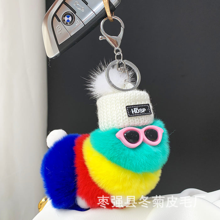 Jewelry WholesaleWholesale caterpillar bag cute plush car keychain JDC-KC-DJu001 Keychains 冬菊 %variant_option1% %variant_option2% %variant_option3%  Factory Price JoyasDeChina Joyas De China