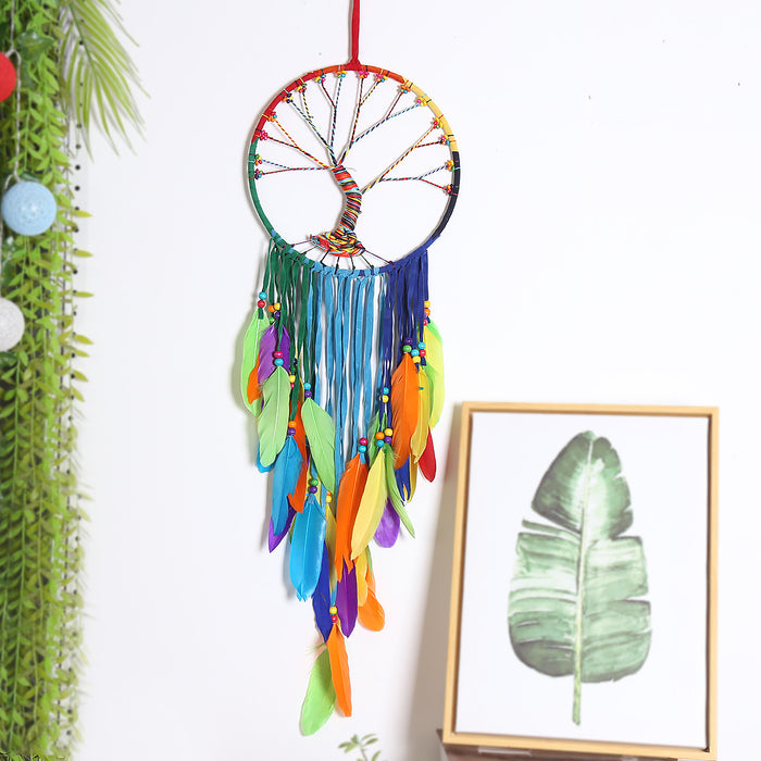 Wholesale colorful feather big floating dreamcatcher MOQ≥2 JDC-DC-BGM004