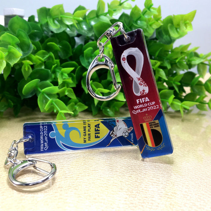 Wholesale World Football Cup Commemorative Acrylic Pendant Keychain MOQ≥2 JDC-KC-YPeng001