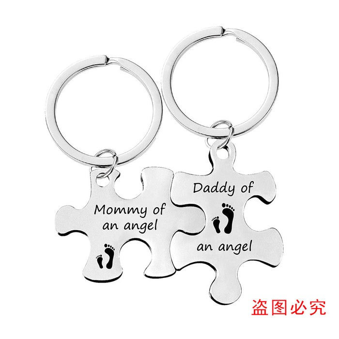 Jewelry WholesaleWholesale Stainless Steel Couple Puzzle Plating Metal Keychain JDC-KC-GangGu006 Keychains 钢古 %variant_option1% %variant_option2% %variant_option3%  Factory Price JoyasDeChina Joyas De China