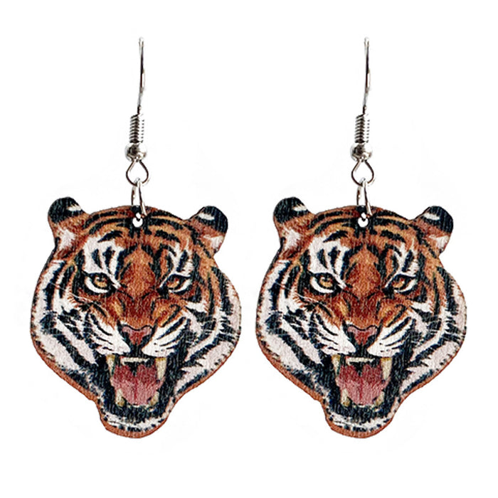 Wholesale jewelry fun animal wooden earrings exaggerated personality MOQ≥3 JDC-ES-heyi017