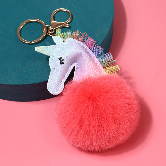 Wholesale Imitation Rex Rabbit Fur Cartoon Hair Ball Keychain MOQ≥2 JDC-KC-YXin001