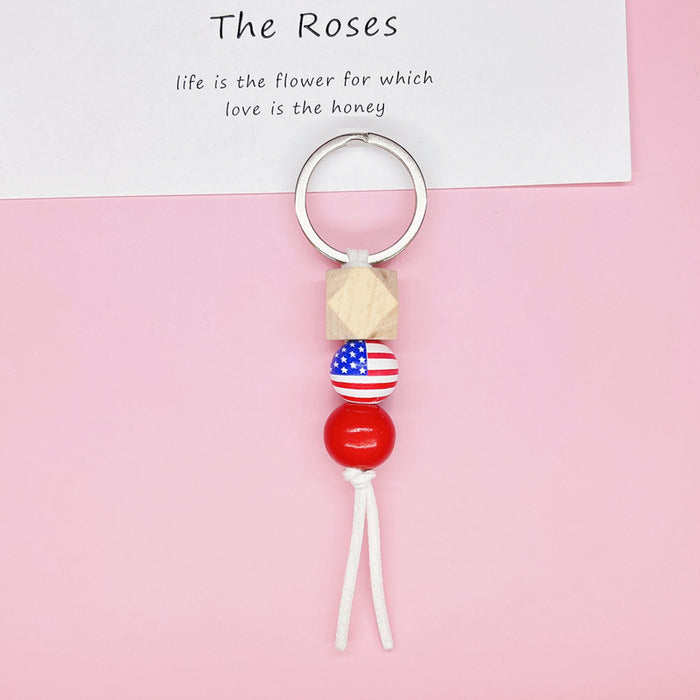 Wholesale 4th of July Independence Day Flag Pattern Keychain Letter Bracelet JDC-KC-RRui003