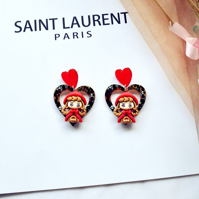 Wholesale Earrings Acrylic Cute Rabbit Girl Love Stud Earrings JDC-ES-Xienuo010