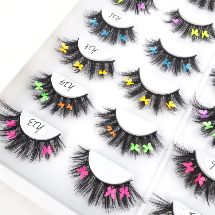 Wholesale Pair of Color 3D False Eyelashes Butterfly Sequins MOQ≥5 JDC-EY-XLin002