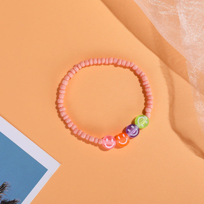 Wholesale Cartoon Smiley Beaded Bracelet Cute Colored Rice Beads JDC-BT-ZengZ012