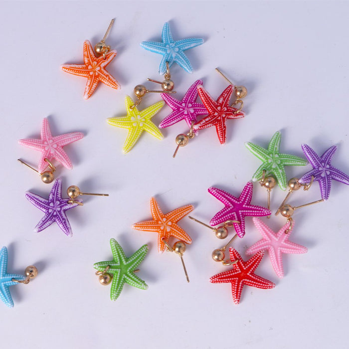 Wholesale Earrings Resin Cute Stereoscopic Starfish JDC-ES-SHIYU007