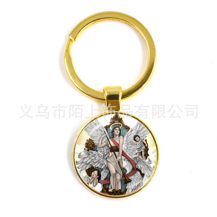 Wholesale St.Michael Russian Orthodox Time Gemstone Zinc Alloy Keychain JDC-KC-MoS001