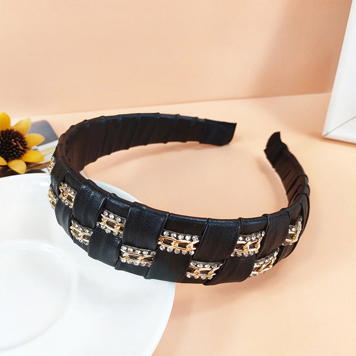 Wholesale Headband PU Leather Rhinestones JDC-HD-ChaoX006