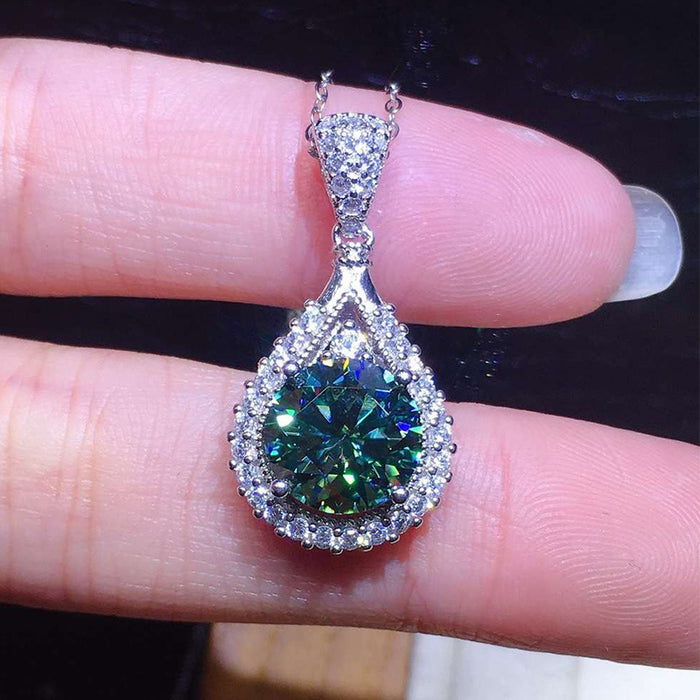 Wholesale Necklace Copper Zircon Emerald Drops MOQ≥2 JDC-PREMCAOS-NE-025