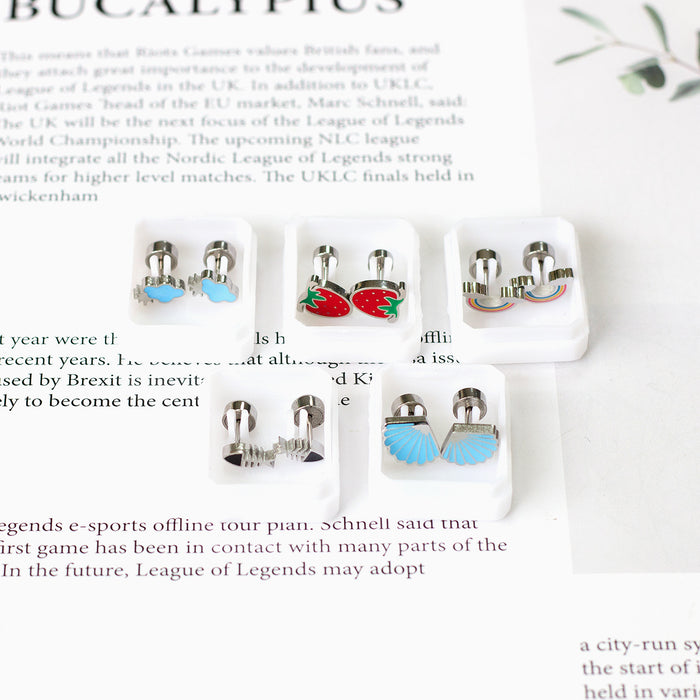 Wholesale cute ladies and children earrings various stainless steel MOQ≥3 JDC-ES-Aiseng002