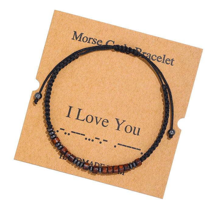 Wholesale Morse Code Crystal Couple Bracelet JDC-BT-ZhuJ003