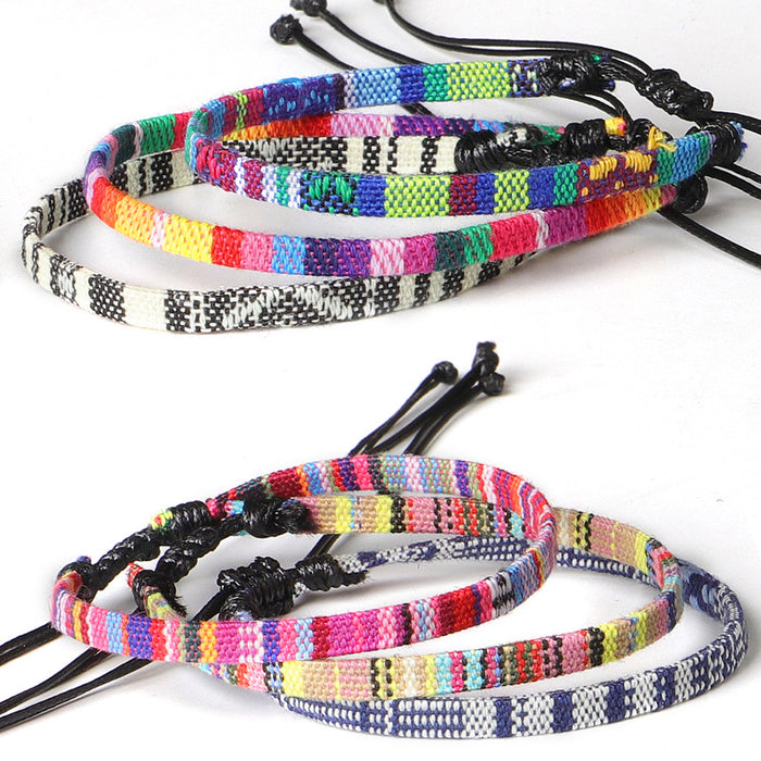 Wholesale Anklet Boho Anklet Hand Braided Rainbow Color Anklet LGBT MOQ≥3 JDC-AS-QiuX002