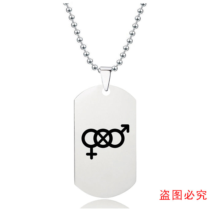 Wholesale LGBT Gay Story Small Gift Lettering Titanium Steel Necklace JDC-NE-GangG006