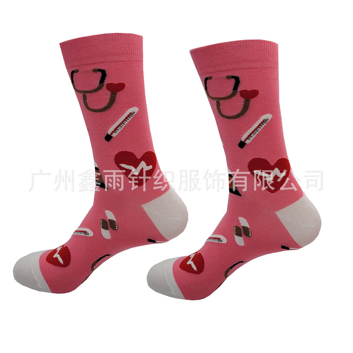 Jewelry WholesaleWholesale Cotton Nurse Medical Themed Unisex Mid Tube Socks JDC-SK-XYu002 Sock 鑫雨 %variant_option1% %variant_option2% %variant_option3%  Factory Price JoyasDeChina Joyas De China