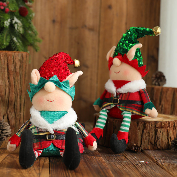 Wholesale Ornaments Cloth Christmas Elf Long Legged Doll MOQ≥2 JDC-OS-QuY008