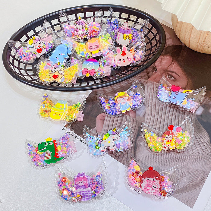 Wholesale children cute cartoon hairpin quicksand JDC-HC-I402