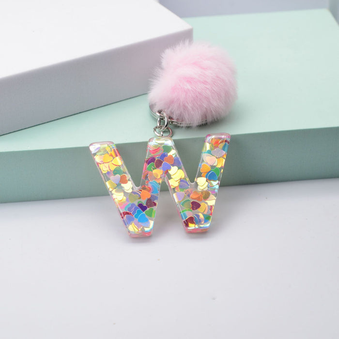 Jewelry WholesaleWholesale love sequin resin drip glue 26 English letter keychains MOQ≥2 JDC-KC-YiWa001 Keychains 伊娃 %variant_option1% %variant_option2% %variant_option3%  Factory Price JoyasDeChina Joyas De China