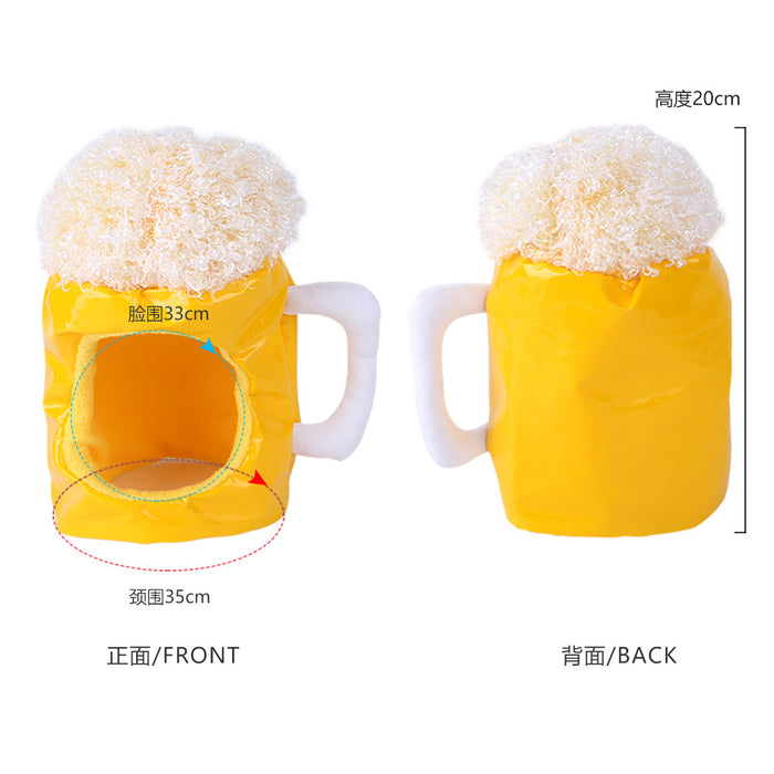 Wholesale Hat Velvet Pet Funny Beer Head Cover MOQ≥2 JDC-FH-RMJ001