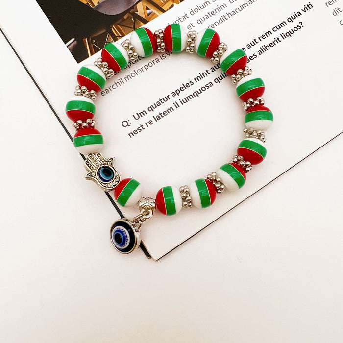 Wholesale Christmas Colorful Blue Eyes Stretch Bracelet MOQ≥2  JDC-BT-QingH003