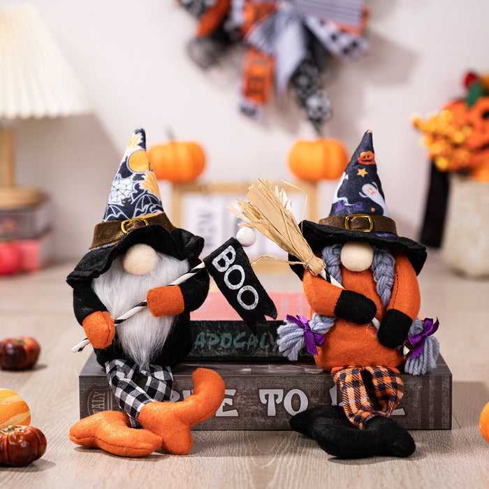 Wholesale Ornament Cloth Halloween Broom Faceless Witch JDC-OS-HB002