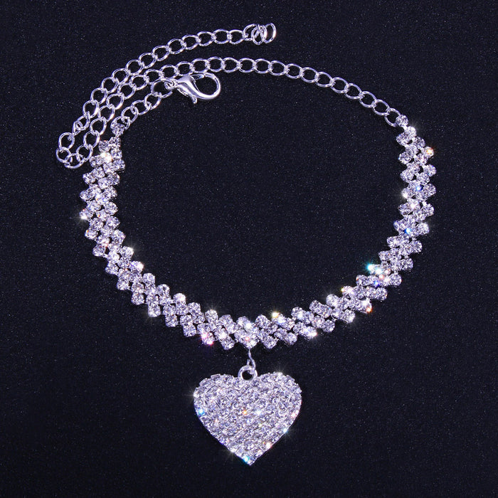 Wholesale Beach Diamond Anklet Rhinestone Love JDC-AS-Xins028