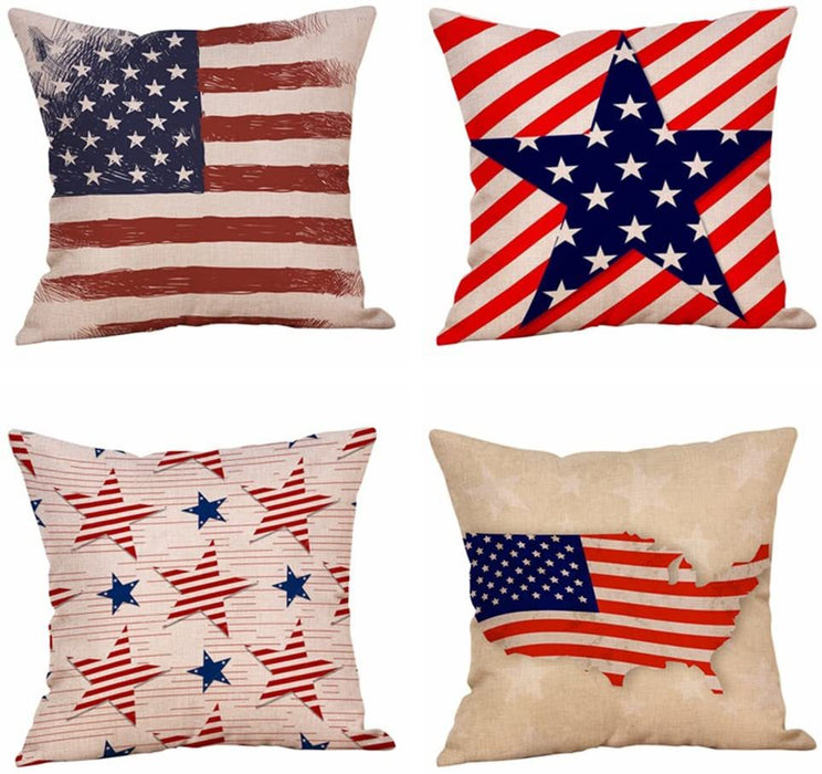 Wholesale 4th of July Independence Day Linen Pillowcase MOQ≥2 JDC-PW-OuH001